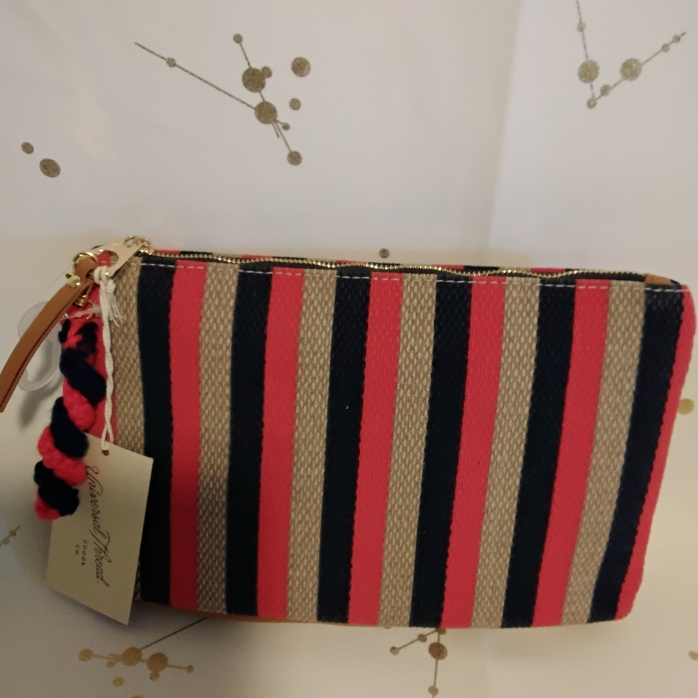 Universal Thread Red and Black Striped Cosmetic Bag